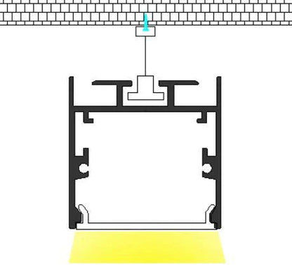 Surface mounting, Aluminium extrusion, profile, channel for strip light with opal diffuser, 35x35x3000mm