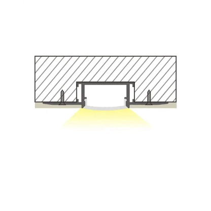 Embedded mounting Aluminium extrusion, profile, channel for strip light with opal diffuser, 62X14x3000mm