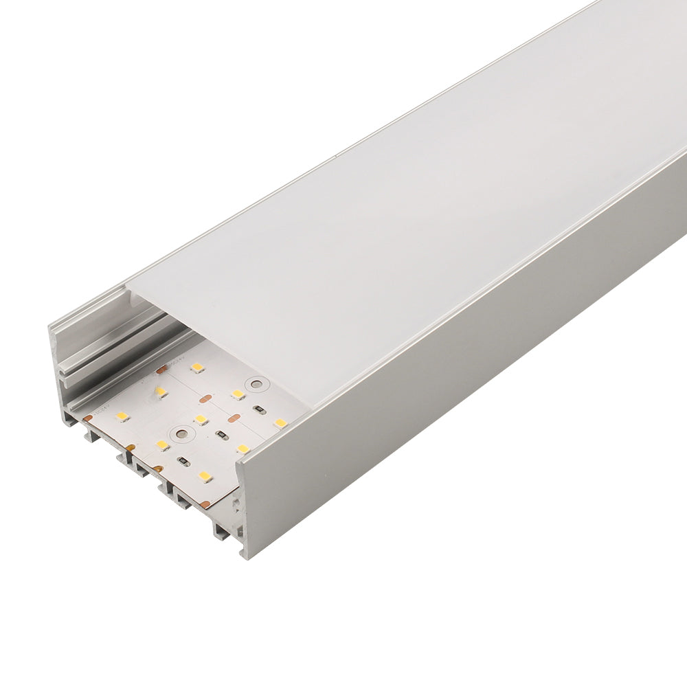 Surface mounting, Pendant mounting Aluminium extrusion, profile, channel for strip light with opal diffuser, 75x35x2500mm