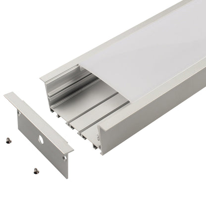 Recess mounting Aluminium extrusion, profile, channel for strip light with opal diffuser, 90x35x2500mm