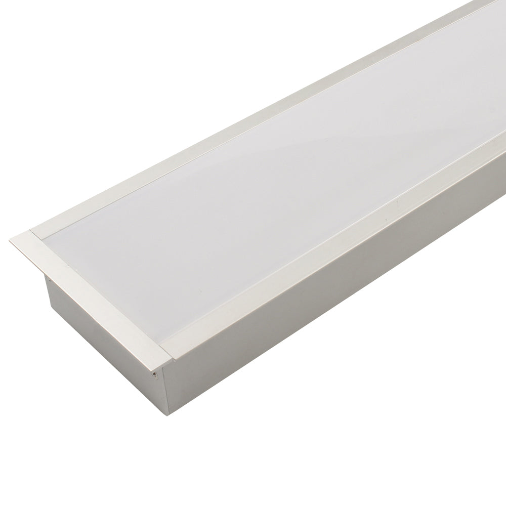 Recess mounting Aluminium extrusion, profile, channel for strip light with opal diffuser, 90x35x2500mm