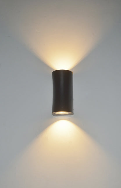 Wall light, Up and Down Light, 240VAC, 2 x 5W, IP54, 2700K, Round, Sand black