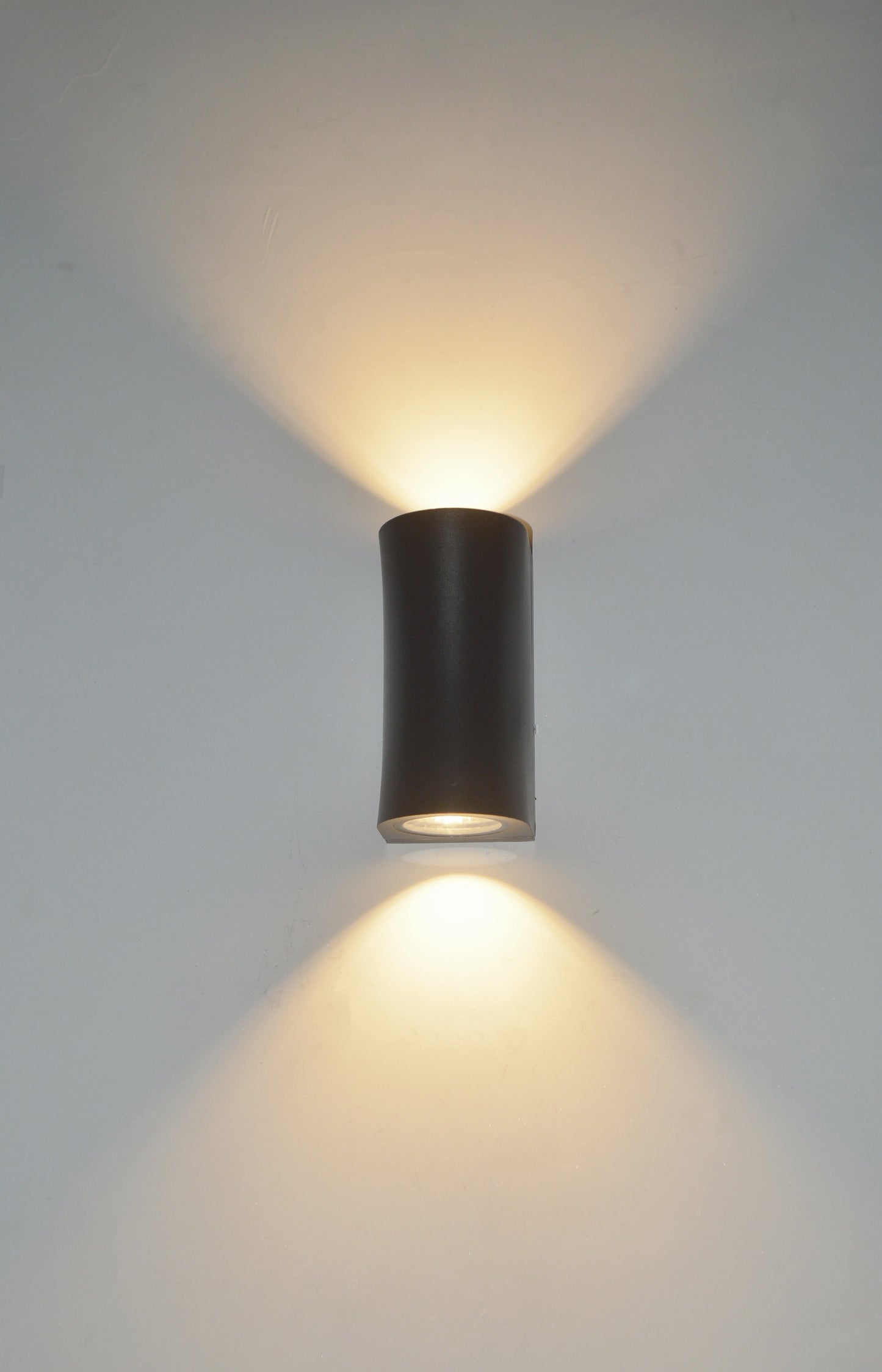 Wall light, Up and Down Light, 240VAC, 2 x 5W, IP54, 2700K, Round, Sand black