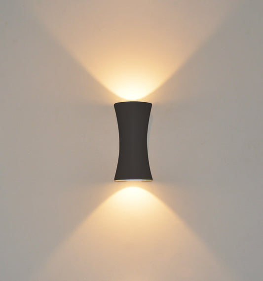 Wall Light, Up and down Light, 240VAC, 2x5W, IP54, 2700K, Sand black