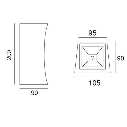 Wall Light, Up and Down Light, 240VAC, 2 x 5W, IP54, 2700K, Square, Sand white